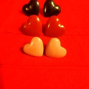 3 pair of heart earrings